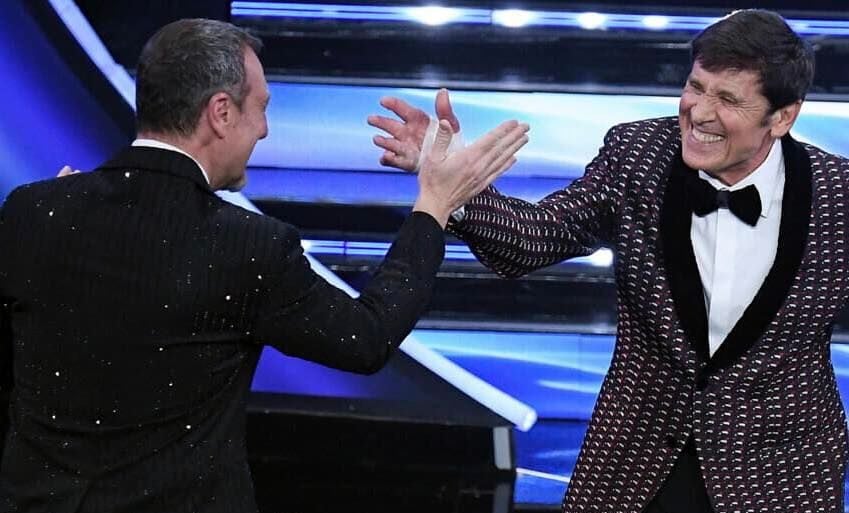 Gianni Morandi e Amadeus a Sanremo