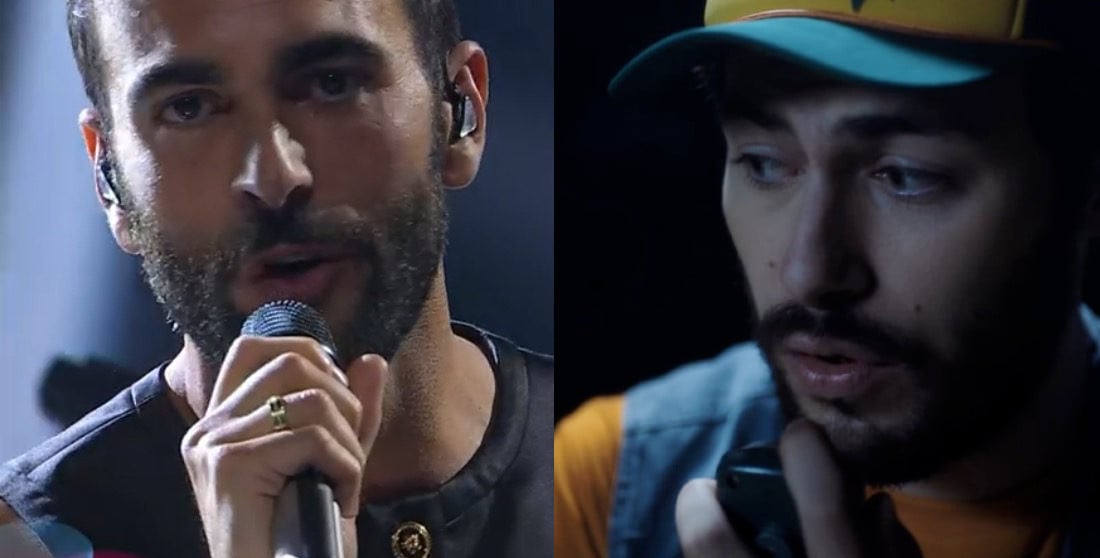 Marco Mengoni e Riccardo Zanotti dei Pinguini Tattici Nucleari