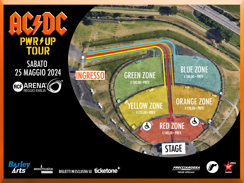 La mappa dell’area concerto