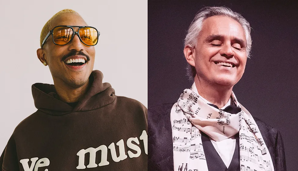 Pharrell Williams e Andrea Bocelli - Foto via Facebook